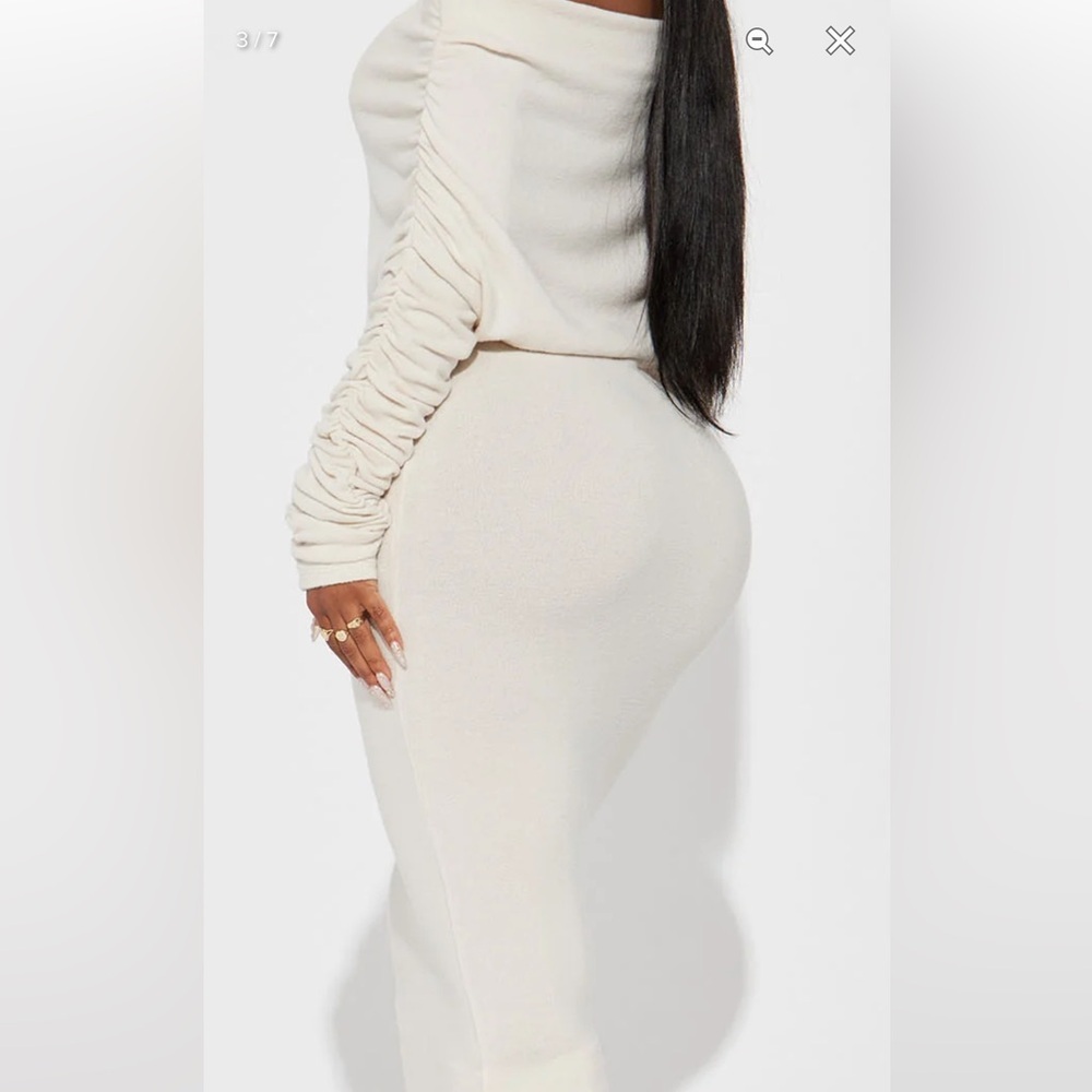Fashion Nova Cream Off shoulder Maxi Sweater Dress